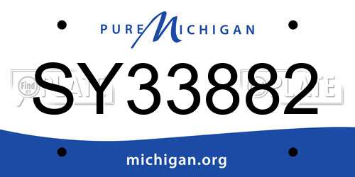 SY33882 Michigan License Plate