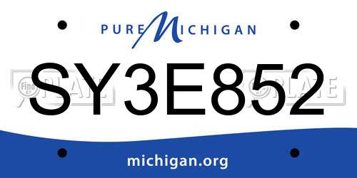 SY3E852 Michigan License Plate