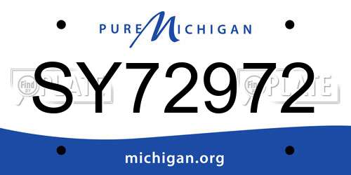 SY72972 Michigan License Plate
