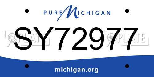 SY72977 Michigan License Plate