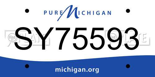 SY75593 Michigan License Plate