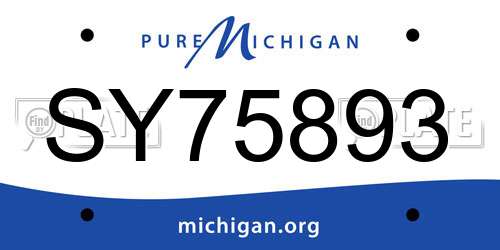 SY75893 Michigan License Plate