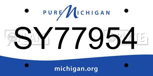 SY77954 Michigan License Plate