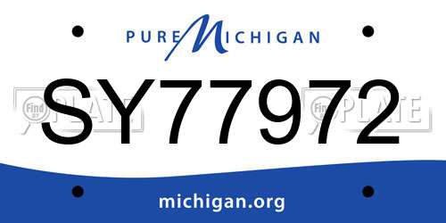 SY77972 Michigan License Plate