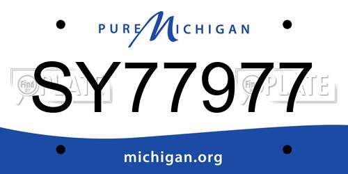 SY77977 Michigan License Plate