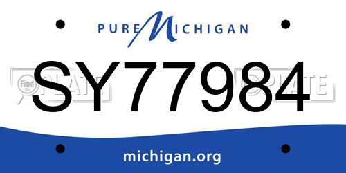 SY77984 Michigan License Plate