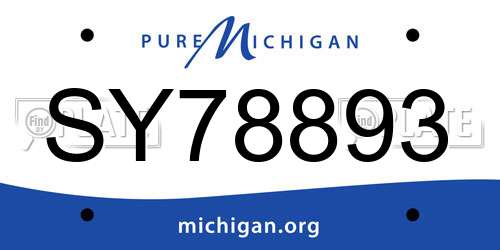 SY78893 Michigan License Plate