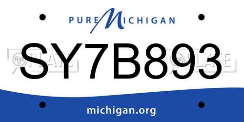 SY7B893 Michigan License Plate