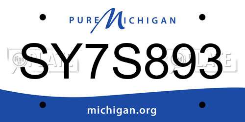 SY7S893 Michigan License Plate