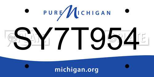 SY7T954 Michigan License Plate