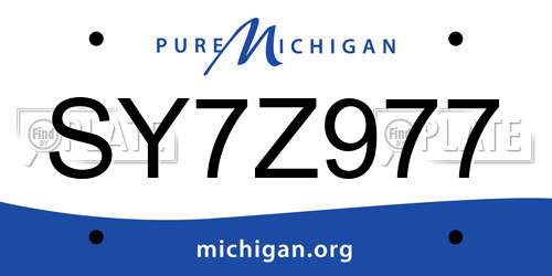 SY7Z977 Michigan License Plate