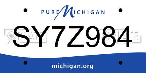SY7Z984 Michigan License Plate