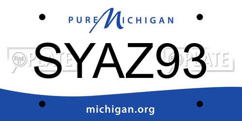 SYAZ93 Michigan License Plate