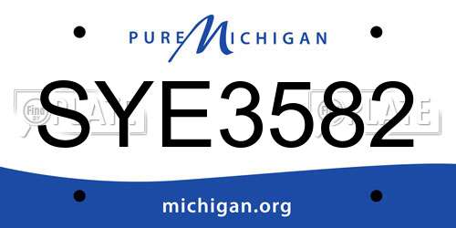 SYE3582 Michigan License Plate