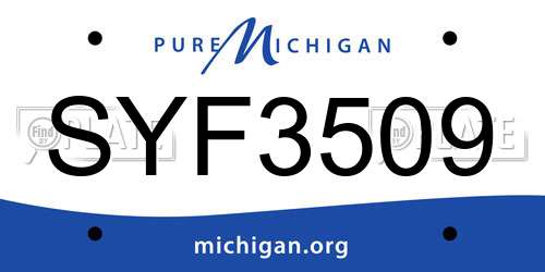 SYF3509 Michigan License Plate