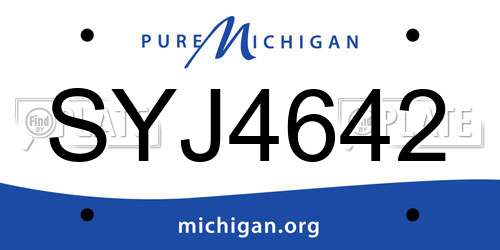 SYJ4642 Michigan License Plate