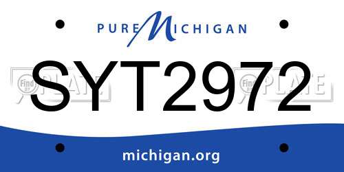 SYT2972 Michigan License Plate