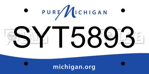 SYT5893 Michigan License Plate