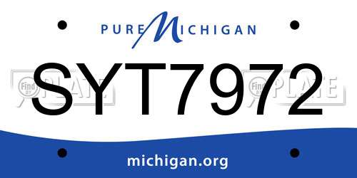 SYT7972 Michigan License Plate