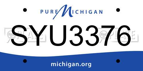 SYU3376 Michigan License Plate