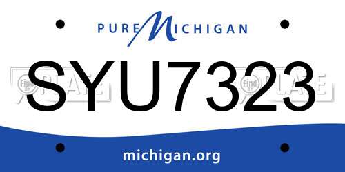 SYU7323 Michigan License Plate