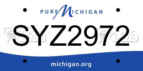 SYZ2972 Michigan License Plate