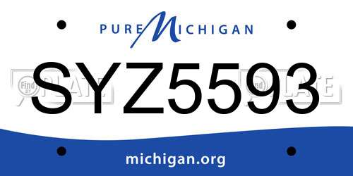SYZ5593 Michigan License Plate