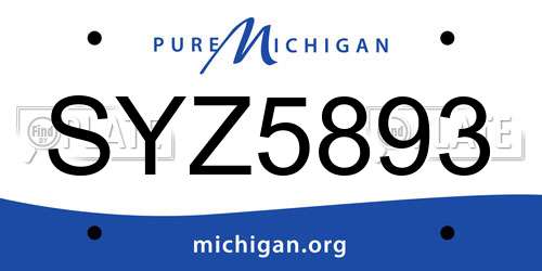 SYZ5893 Michigan License Plate