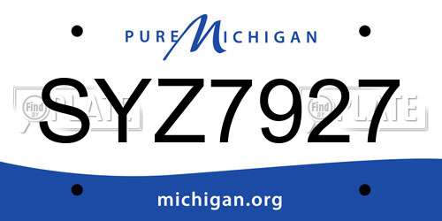 SYZ7927 Michigan License Plate