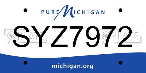 SYZ7972 Michigan License Plate