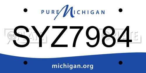 SYZ7984 Michigan License Plate