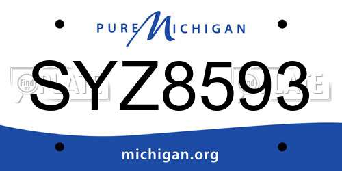 SYZ8593 Michigan License Plate