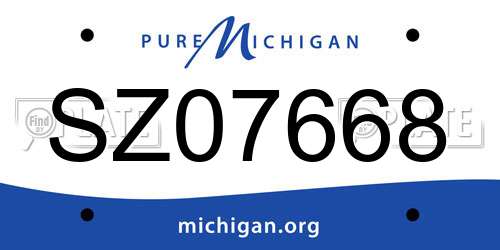 SZ07668 Michigan License Plate