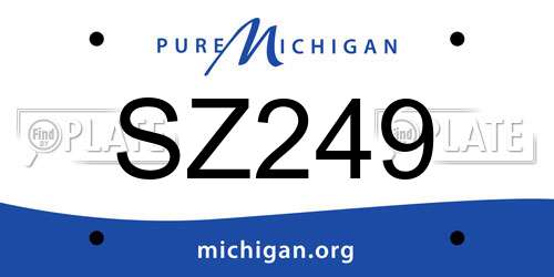 SZ249 Michigan License Plate