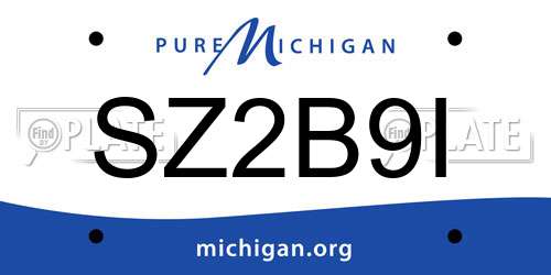 SZ2B9I Michigan License Plate