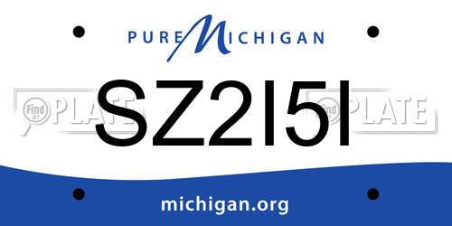 SZ2I5I Michigan License Plate