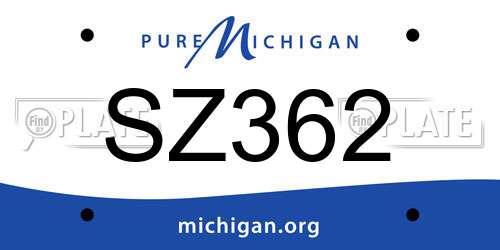 SZ362 Michigan License Plate
