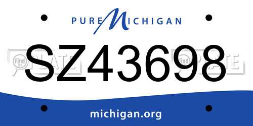 SZ43698 Michigan License Plate