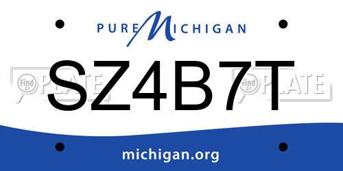 SZ4B7T Michigan License Plate