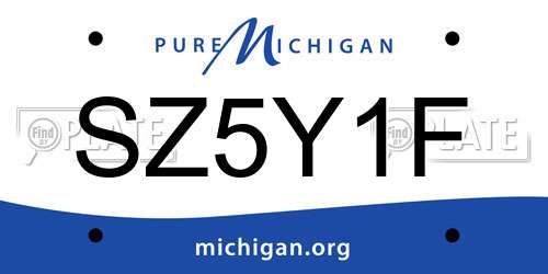 SZ5Y1F Michigan License Plate