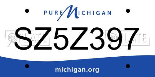 SZ5Z397 Michigan License Plate