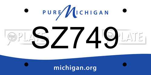 SZ749 Michigan License Plate