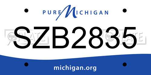 SZB2835 Michigan License Plate