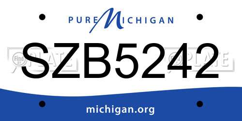 SZB5242 Michigan License Plate