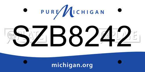 SZB8242 Michigan License Plate