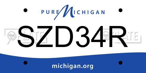 SZD34R Michigan License Plate