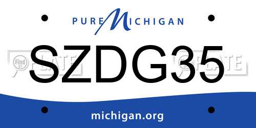 SZDG35 Michigan License Plate