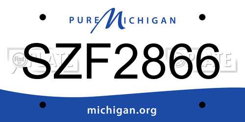 SZF2866 Michigan License Plate