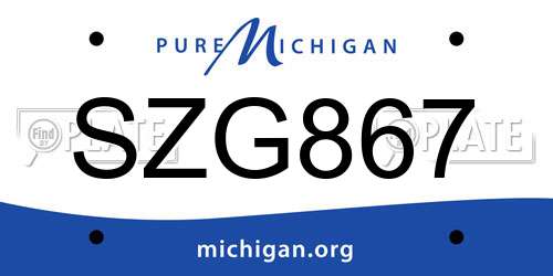 SZG867 Michigan License Plate