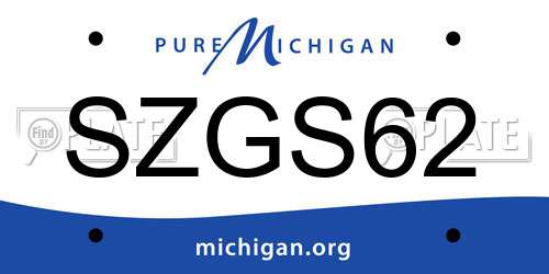 SZGS62 Michigan License Plate